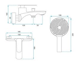 Змішувач для ванної Rea Jager одноважільний із душовим гарнітуром золото REA-B0699