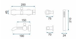 Змішувач для ванної Rea Lungo одноважільний з душовим гарнітуром хром REA-B6641