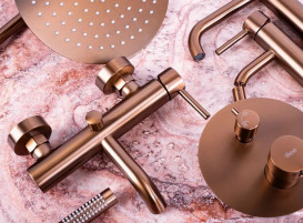 Смеситель для ванной Rea Lungo однорычажный с душевым гарнитуром матовая медь REA-B1115