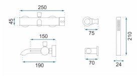 Смеситель для ванной Rea Lungo однорычажный с душевым гарнитуром матовая медь REA-B1115