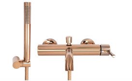 Смеситель для ванной Rea Lungo однорычажный с душевым гарнитуром розовое золото REA-B6695