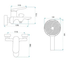 Змішувач для ванної Rea Marco одноважільний з душовим гарнітуром матове золото REA-B5942