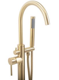 Смеситель для ванной Rea Mono напольный с душевым гарнитуром матовое золото REA-B2716