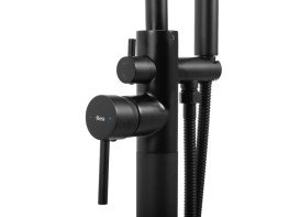 Смеситель для ванной Rea Mono напольный с душевым гарнитуром черный REA-B2714