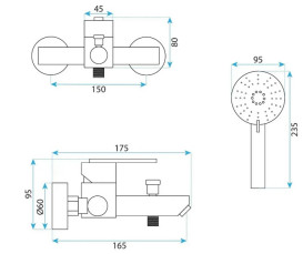 Смеситель для ванной Rea Ontario однорычажный с душевым гарнитуром матовое золото REA-B5513