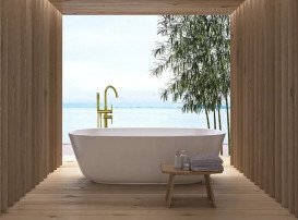 Змішувач для ванної Rea Ortis з душовим гарнітуром золото REA-B7430