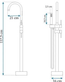 Змішувач для ванної Rea Ortis з душовим гарнітуром золото REA-B7430