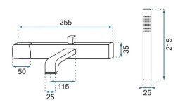 Смеситель для ванной Rea Salto одновентильный с душевым гарнитуром черный/розовое золото REA-B6352