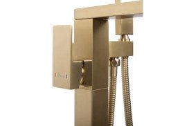 Смеситель для ванной Rea Tery напольный с душевым гарнитуром матовое золото REA-B5307