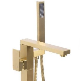 Смеситель для ванной Rea Tery напольный с душевым гарнитуром матовое золото REA-B5307