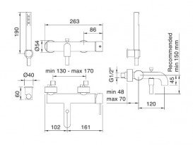 Смеситель для ванной Treemme Up с ручным душем чёрный матовый 5700NN