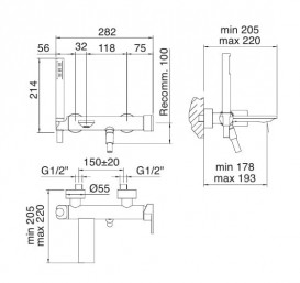 Смеситель для ванной Treemme Ran однорычажный с ручным душем хром 2200 СC
