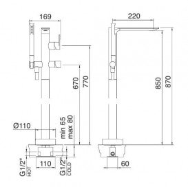 Смеситель для ванной Treemme Ran однорычажный напольный хром 2203СС01