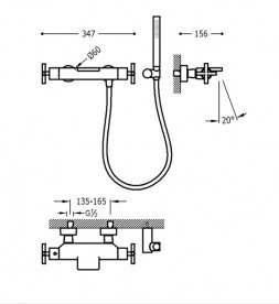 Термостат для ванни Tres Max-Tres двухвентильний з каскадним виливом хром 06317209