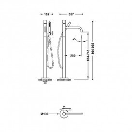 Смеситель для ванной Tres Study Exclusive напольный с душевым набором розовое золото 26247006OP