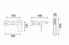 Смеситель для ванной VBI Loreno с душевым гарнитуром черный VBI-050206BL