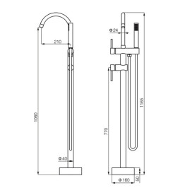 Смеситель для ванной VBI Milano напольный с душевым гарнитуром хром VBI-050108CH