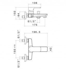 Змішувач для ванни Vema Slate одноважільний хром V14080B0010