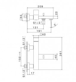 Смеситель для ванной Vema Tamesis однорычажный хром V02080B0010