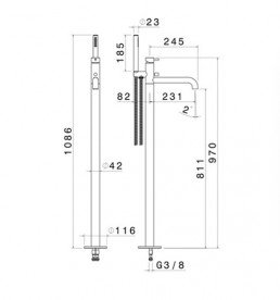 Змішувач для ванни Vema Tiber steel підлоговий з ручним душем нержавіюча сталь V17190AC001