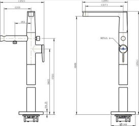 Смеситель для ванной Villeroy & Boch Conum напольный однорычажный хром TVT12700400061