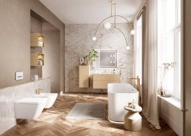 Змішувач для ванної кімнати Villeroy & Boch Conum підлоговий одноважільний матове золото TVT12700400076