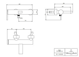 Смеситель для ванной Villeroy & Boch Dawn однорычажный матовый никель TVT10650115164