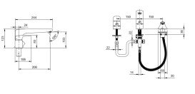 Смеситель на борт ванны Villeroy & Boch O.novo Start  на 3 отверстия хром TVT10500100061