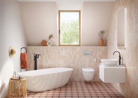 Змішувач для ванної кімнати Villeroy & Boch Universal Taps & Fittings підлоговий з душовим гарнітуром матовий чорний TVT000503000K5