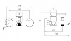 Змішувач для ванної Volle Cruze одноважільний нікель 1547.030102