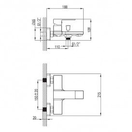 Змішувач для ванни Volle Leon змішувач латунь хром 15212100