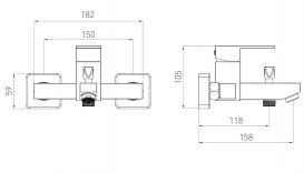 Смеситель для ванной Volle Pardo однорычажный графитовый 1548.030106