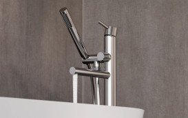 Змішувач для ванни Besco Zea підлоговий з душовим гарнітуром хром BW-Z-CH