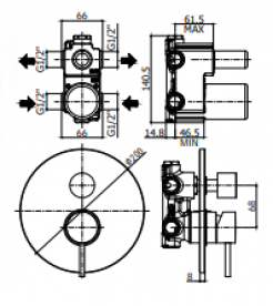 Змішувач для ванни / душа прихованого монтажу Paffoni Light LIG 019 NO