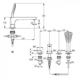 Змішувач для ванни Kludi Ameo Двохважеля на 4 отвори 414240575