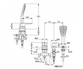 Смеситель для ванны Kludi Ameo однорычажный на 3 отверстия 414480575