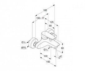 Смеситель для ванны Kludi Pure&Solid однорычажный хром 346810575