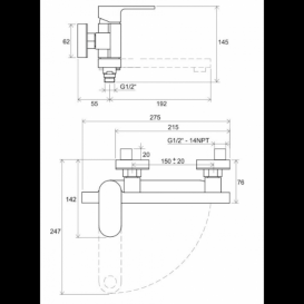 Змішувач для ванни одноважільний Ravak Chrome CR 022.00 / 150 латунь хром X070042