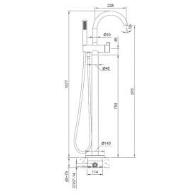 Смеситель для ванны отдельностоящий Volle однорычажный с ручным душем хром 12-33-100
