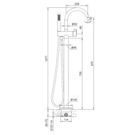 Смеситель для ванны отдельностоящий Volle однорычажный с ручным душем хром 12-33-100