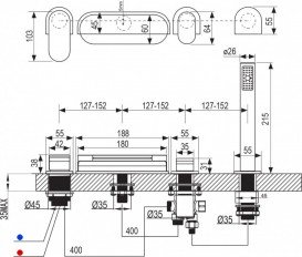 Смеситель для ванны Ravak Chrome CR 025.00 однорычажный на 4 отверстия X070073