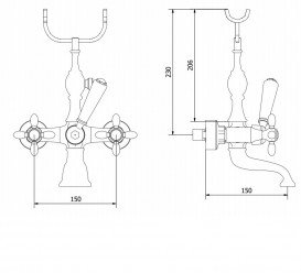 Змішувач для ванни RESP LADY з ручним душем хром 140.011 CR RESIN