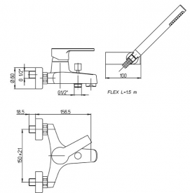 Змішувач для ванни RESP EOLO з ручним душем хром 121.352 / А