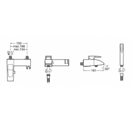 Смеситель для ванны Roca Thesis однорычажный с ручным душем хром A5A0150C00