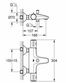 Смеситель с термостатом для ванны Grohe коллекция Grohtherm 800 хром 34567000
