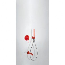 Змішувач для ванни Tres Study colors вбудований з ручним душем червоний 26218003TRO