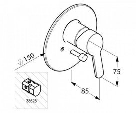 Смеситель для ванны встраиваемый Kludi Logo Neo в комплекте со скрытой частью 374190575 + 38625