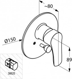 Смеситель для ванны встраиваемый Kludi TERCIO однорычажный хром  384190575