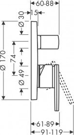 Змішувач для душу прихованого монтажу Hansgrohe Axor Citterio шліфований чорний хром 39455340