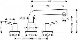 Змішувач Двохважеля на борт ванни Hansgrohe колекція Talis S хром 72415000